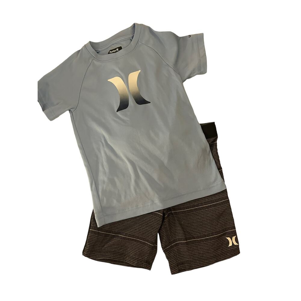 Hurley Blue Shirt And Grey Shorts size 6